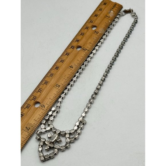 Vintage blue glass rhinestone collar necklace - Picture 6 of 6